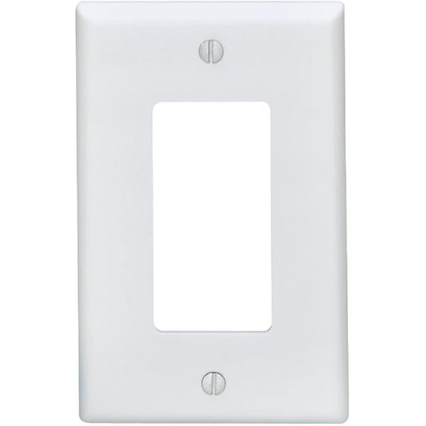 Leviton Mid-Way 1-Gang Smooth Plastic Rocker Decorator Wall Plate, White 021-80601-W - main